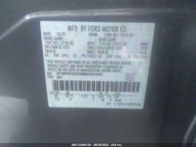 Photo 8 VIN: 2FMPK3G99MBA62060 - FORD EDGE 