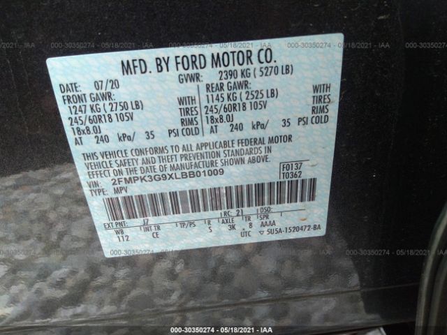 Photo 8 VIN: 2FMPK3G9XLBB01009 - FORD EDGE 