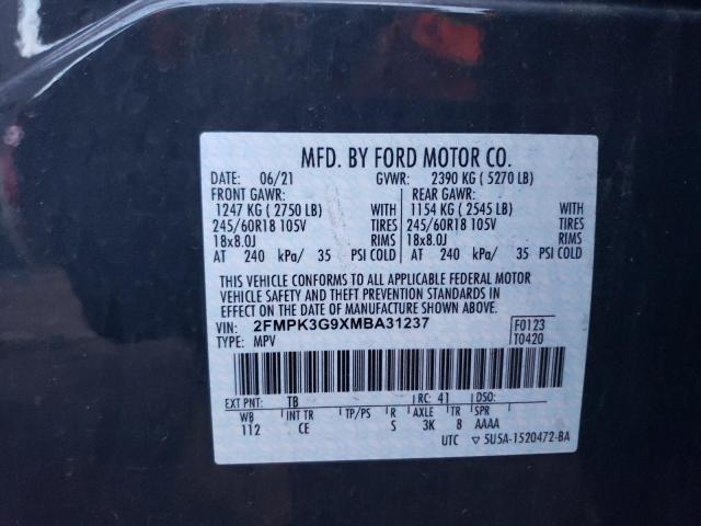 Photo 12 VIN: 2FMPK3G9XMBA31237 - FORD EDGE 