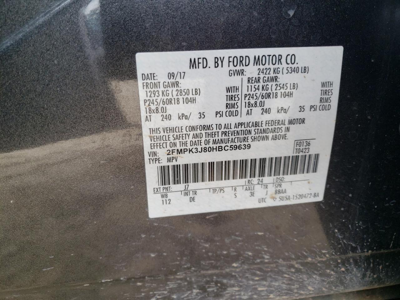 Photo 11 VIN: 2FMPK3J80HBC59639 - FORD EDGE 