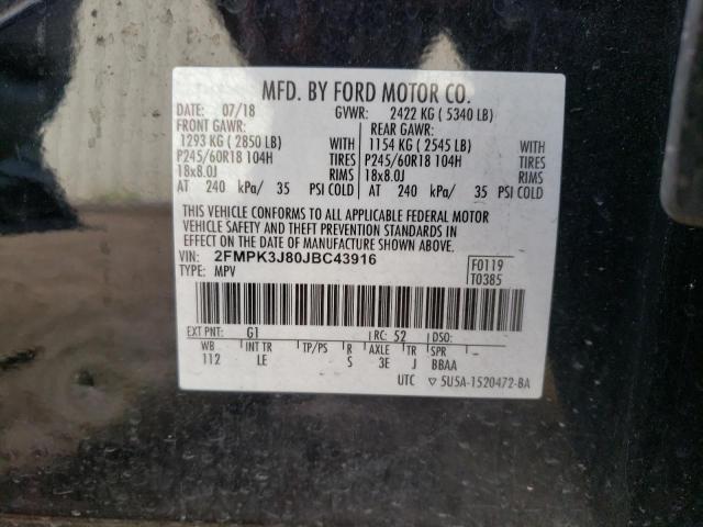 Photo 12 VIN: 2FMPK3J80JBC43916 - FORD EDGE 