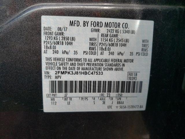 Photo 9 VIN: 2FMPK3J81HBC47533 - FORD EDGE SEL 