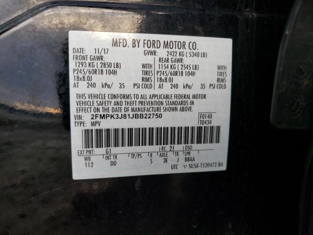 Photo 12 VIN: 2FMPK3J81JBB22750 - FORD EDGE SEL 