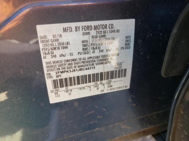 Photo 9 VIN: 2FMPK3J81JBC44315 - FORD EDGE SEL 