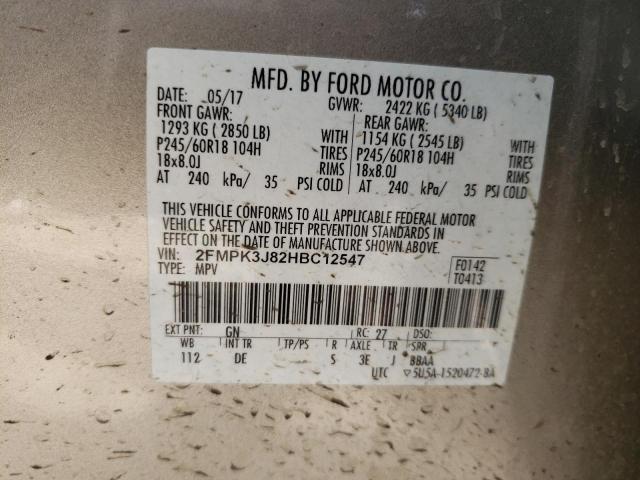 Photo 9 VIN: 2FMPK3J82HBC12547 - FORD EDGE SEL 