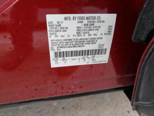 Photo 11 VIN: 2FMPK3J82HBC54233 - FORD EDGE SEL 