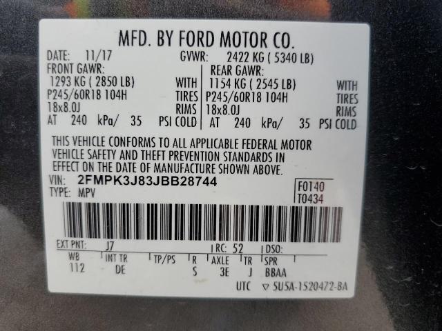 Photo 12 VIN: 2FMPK3J83JBB28744 - FORD EDGE 