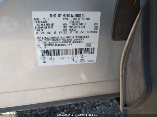 Photo 8 VIN: 2FMPK3J84GBB93062 - FORD EDGE 