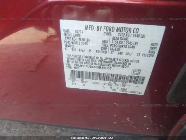 Photo 8 VIN: 2FMPK3J85HBB55003 - FORD EDGE 