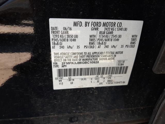 Photo 9 VIN: 2FMPK3J86GBC10928 - FORD EDGE 