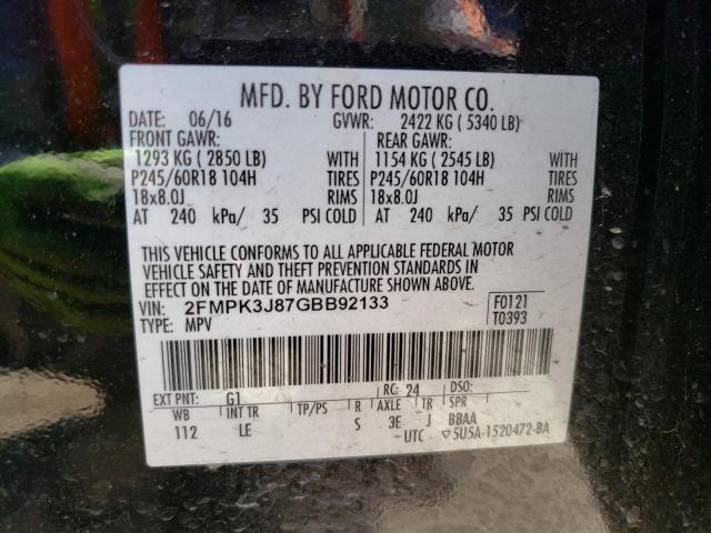 Photo 12 VIN: 2FMPK3J87GBB92133 - FORD EDGE SEL 