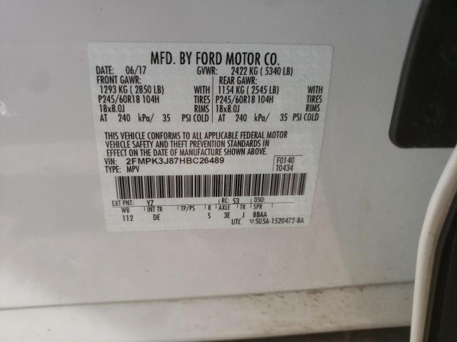 Photo 9 VIN: 2FMPK3J87HBC26489 - FORD EDGE SEL 