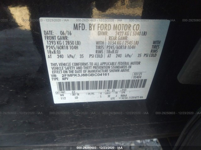 Photo 8 VIN: 2FMPK3J88GBC04161 - FORD EDGE 