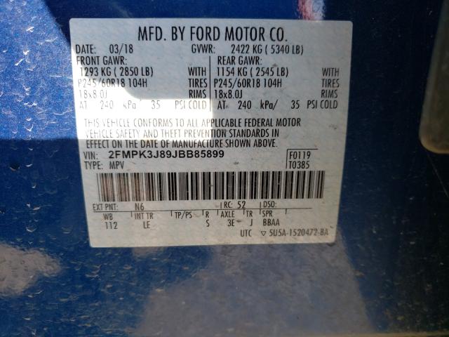 Photo 9 VIN: 2FMPK3J89JBB85899 - FORD EDGE SEL 