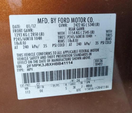 Photo 9 VIN: 2FMPK3J8XHBB41114 - FORD EDGE SEL 