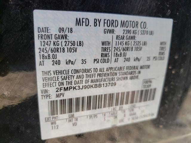 Photo 9 VIN: 2FMPK3J90KBB13709 - FORD EDGE SEL 