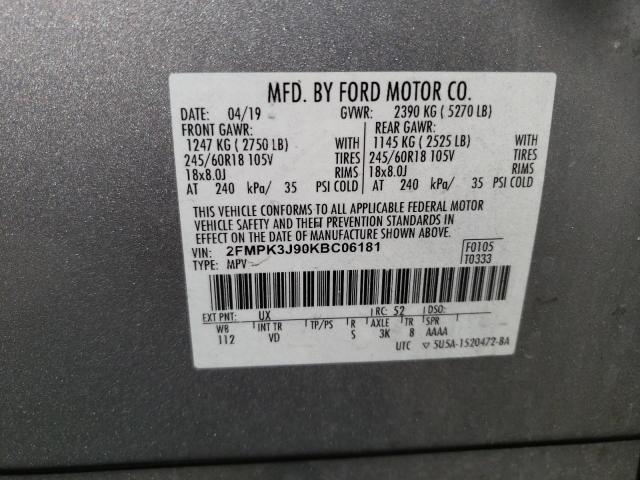 Photo 12 VIN: 2FMPK3J90KBC06181 - FORD EDGE SEL 