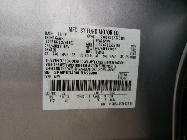 Photo 9 VIN: 2FMPK3J90LBA29990 - FORD EDGE SEL 