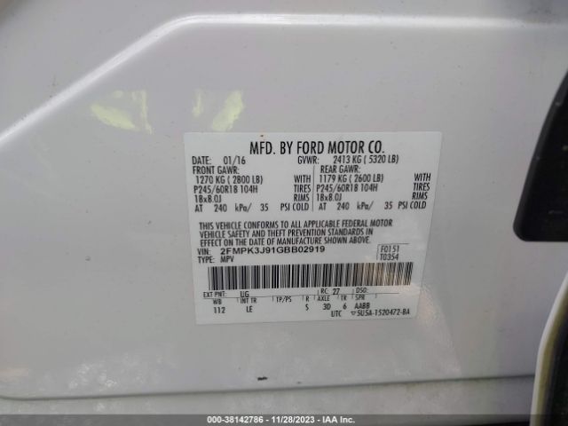 Photo 8 VIN: 2FMPK3J91GBB02919 - FORD EDGE 