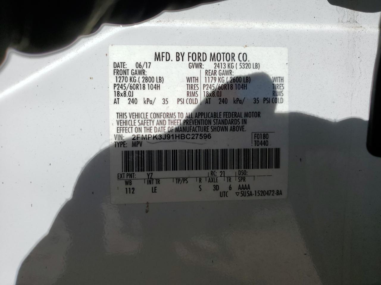 Photo 13 VIN: 2FMPK3J91HBC27596 - FORD EDGE 