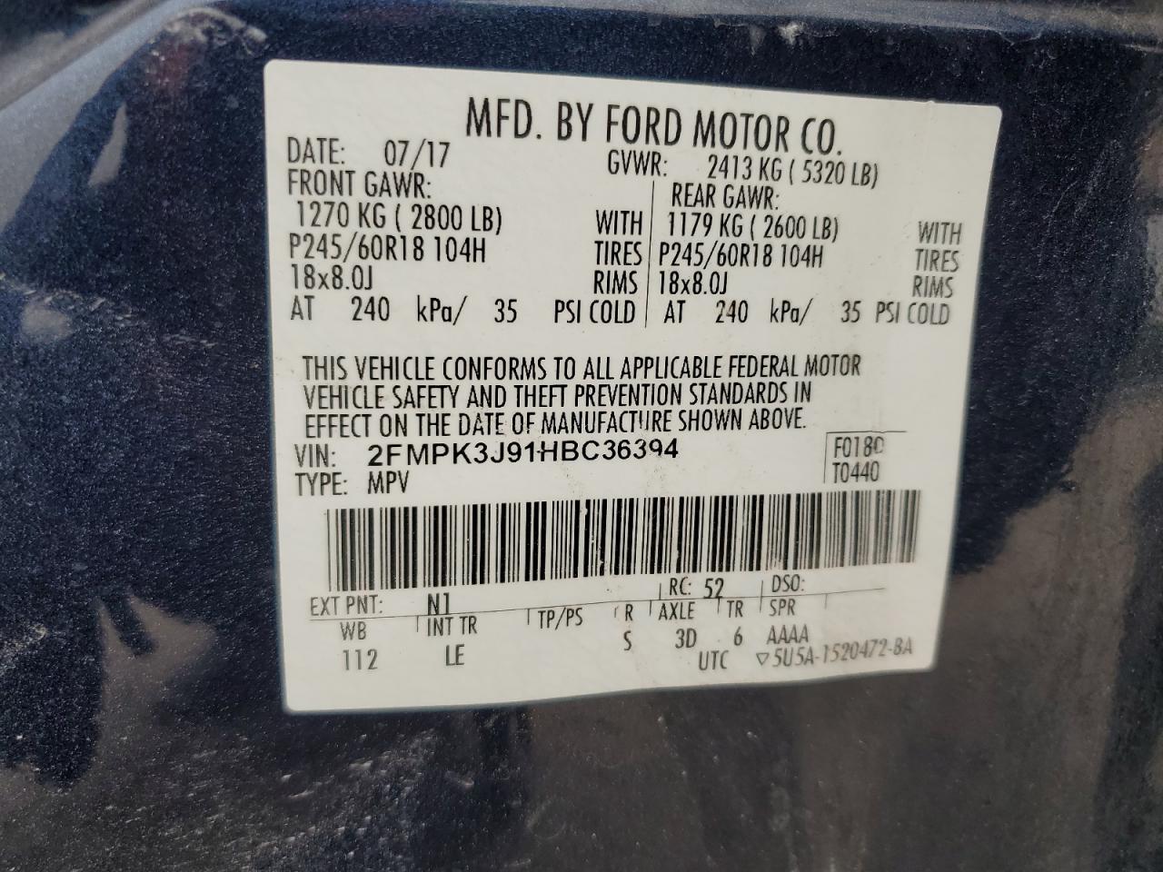 Photo 12 VIN: 2FMPK3J91HBC36394 - FORD EDGE 