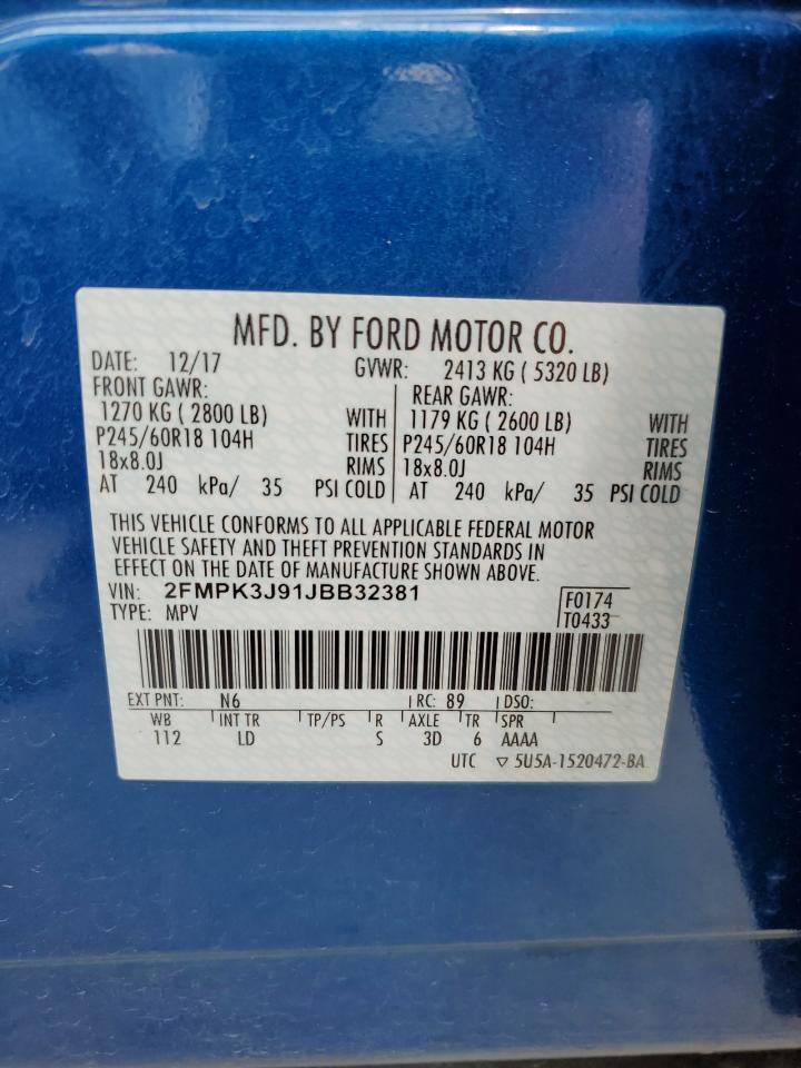 Photo 12 VIN: 2FMPK3J91JBB32381 - FORD EDGE 