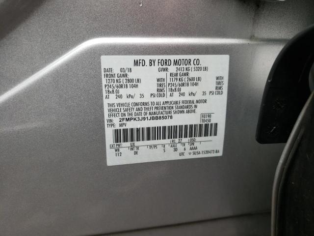 Photo 9 VIN: 2FMPK3J91JBB85078 - FORD EDGE SEL 