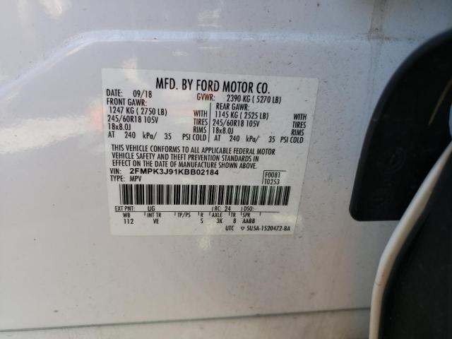 Photo 12 VIN: 2FMPK3J91KBB02184 - FORD EDGE SEL 