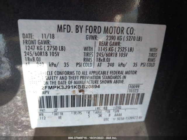 Photo 8 VIN: 2FMPK3J91KBB20894 - FORD EDGE 