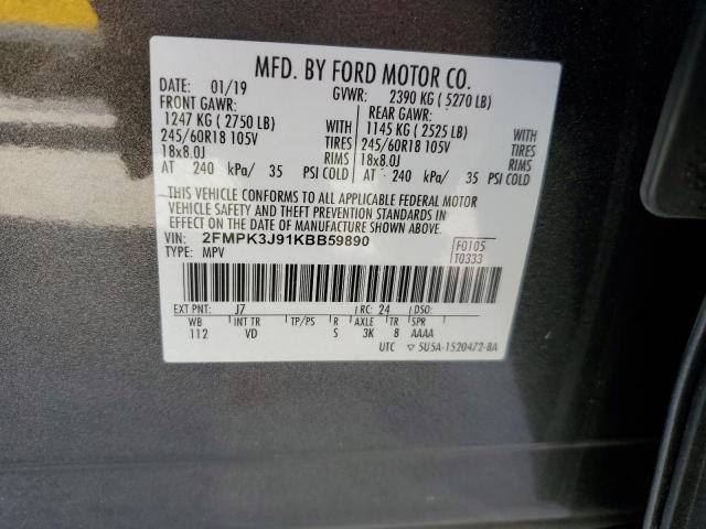 Photo 12 VIN: 2FMPK3J91KBB59890 - FORD EDGE SEL 