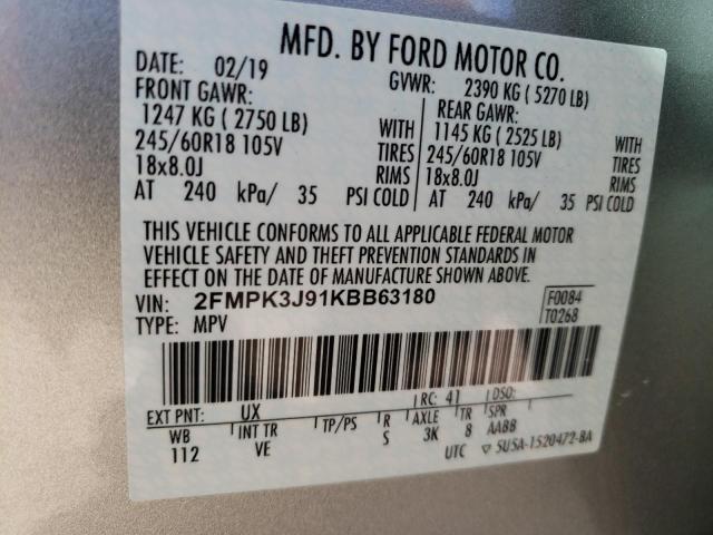 Photo 13 VIN: 2FMPK3J91KBB63180 - FORD EDGE 