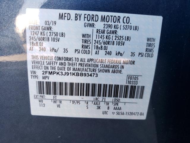 Photo 9 VIN: 2FMPK3J91KBB93473 - FORD EDGE 