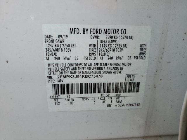 Photo 13 VIN: 2FMPK3J91KBC75476 - FORD EDGE 