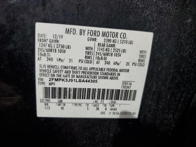 Photo 12 VIN: 2FMPK3J91LBA44305 - FORD EDGE SEL 