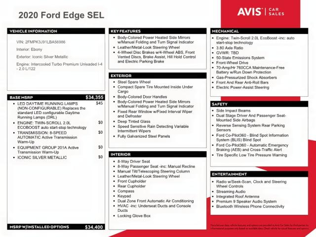 Photo 9 VIN: 2FMPK3J91LBA56986 - FORD EDGE SEL 