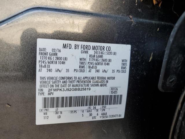 Photo 9 VIN: 2FMPK3J92GBB25819 - FORD EDGE SEL 