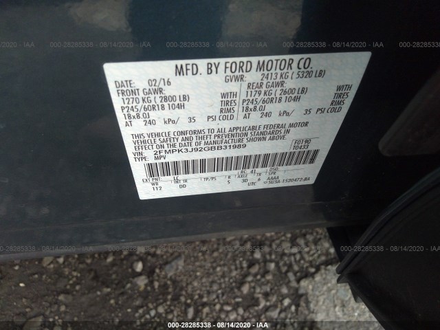 Photo 8 VIN: 2FMPK3J92GBB31989 - FORD EDGE 