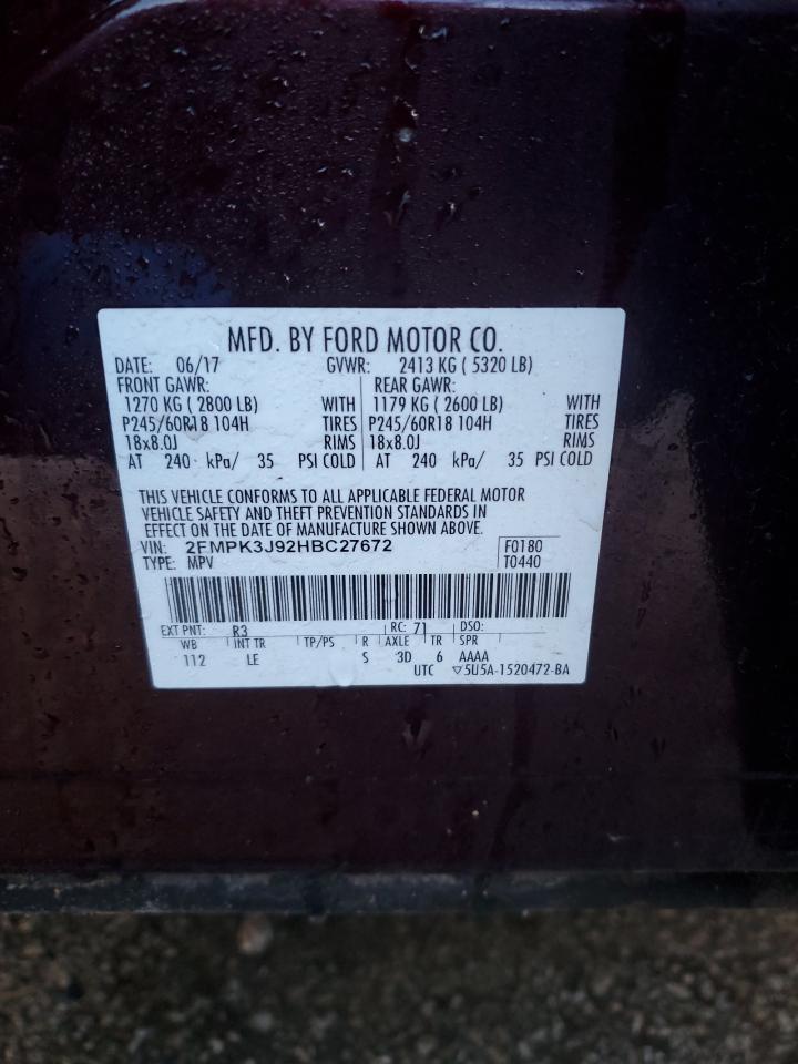 Photo 12 VIN: 2FMPK3J92HBC27672 - FORD EDGE 