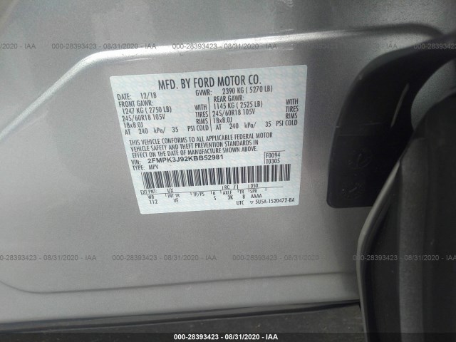 Photo 8 VIN: 2FMPK3J92KBB52981 - FORD EDGE 