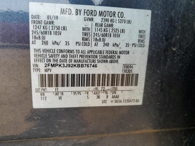 Photo 12 VIN: 2FMPK3J92KBB76746 - FORD EDGE SEL 