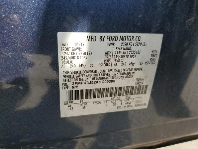 Photo 12 VIN: 2FMPK3J92KBC09308 - FORD EDGE SEL 