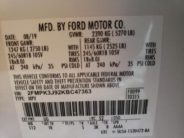 Photo 13 VIN: 2FMPK3J92KBC47363 - FORD EDGE SEL 