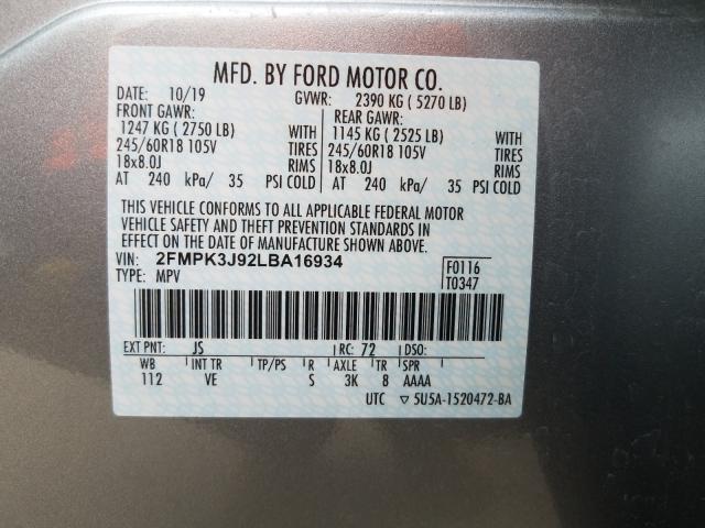 Photo 9 VIN: 2FMPK3J92LBA16934 - FORD EDGE 