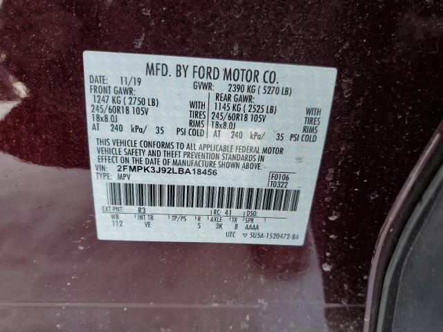 Photo 12 VIN: 2FMPK3J92LBA18456 - FORD EDGE SEL 