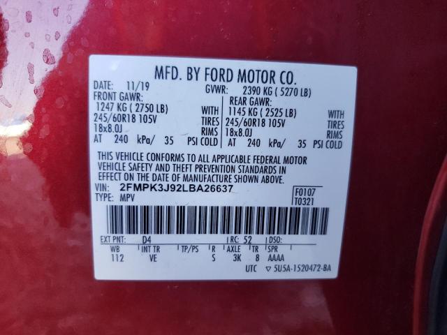 Photo 13 VIN: 2FMPK3J92LBA26637 - FORD EDGE SEL 