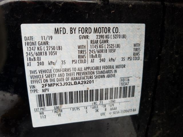 Photo 9 VIN: 2FMPK3J92LBA29201 - FORD EDGE SEL 