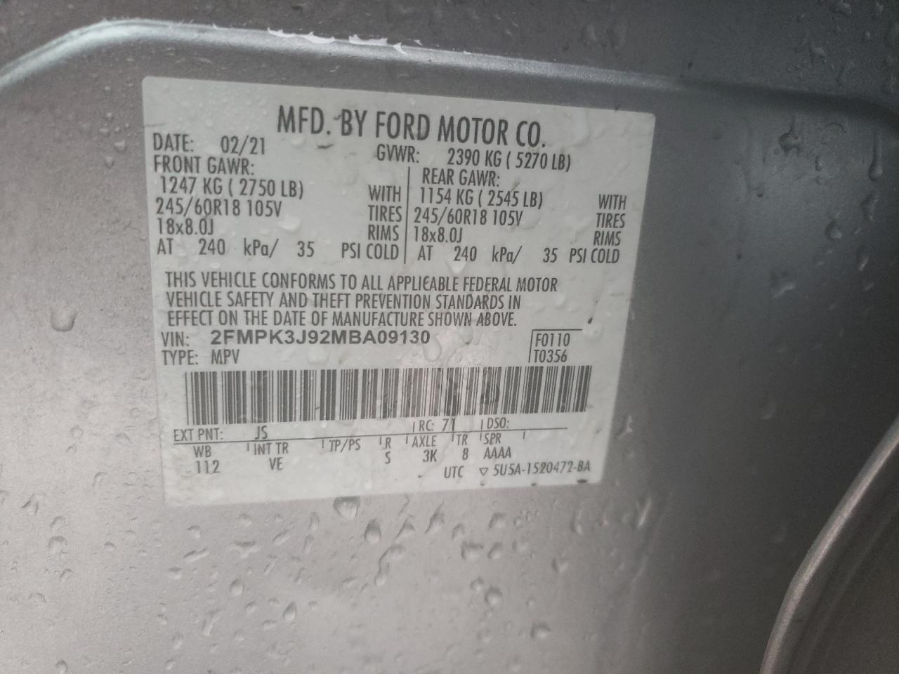 Photo 12 VIN: 2FMPK3J92MBA09130 - FORD EDGE 