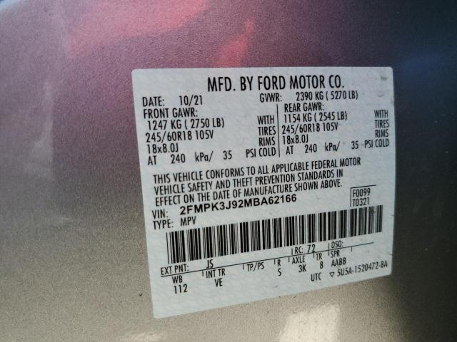 Photo 12 VIN: 2FMPK3J92MBA62166 - FORD EDGE SEL 