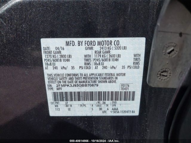 Photo 8 VIN: 2FMPK3J93GBB70879 - FORD EDGE 