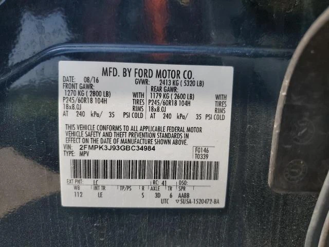 Photo 12 VIN: 2FMPK3J93GBC34984 - FORD EDGE 